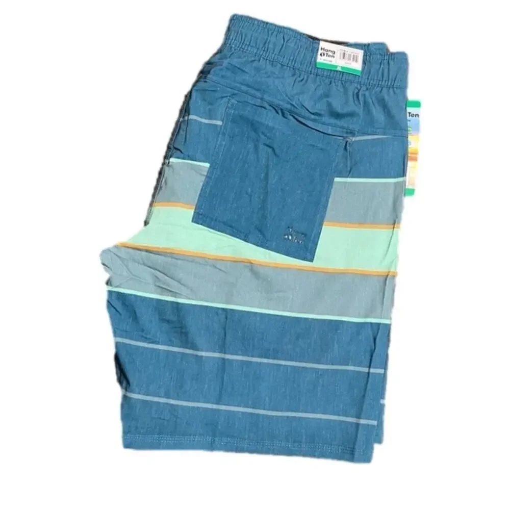 Hang Ten Men's Swim Trunks Shorts Swimwear Green Aqua Size XL NWT